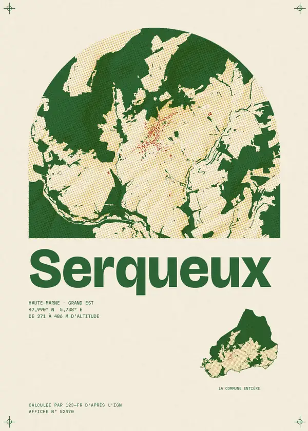 Affiche de Serqueux, calculée par 123-fr d'après l'IGN