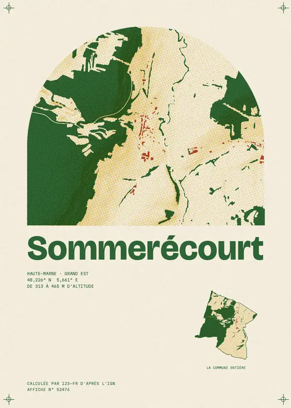 Affiche de Sommerécourt, calculée d'après l'IGN