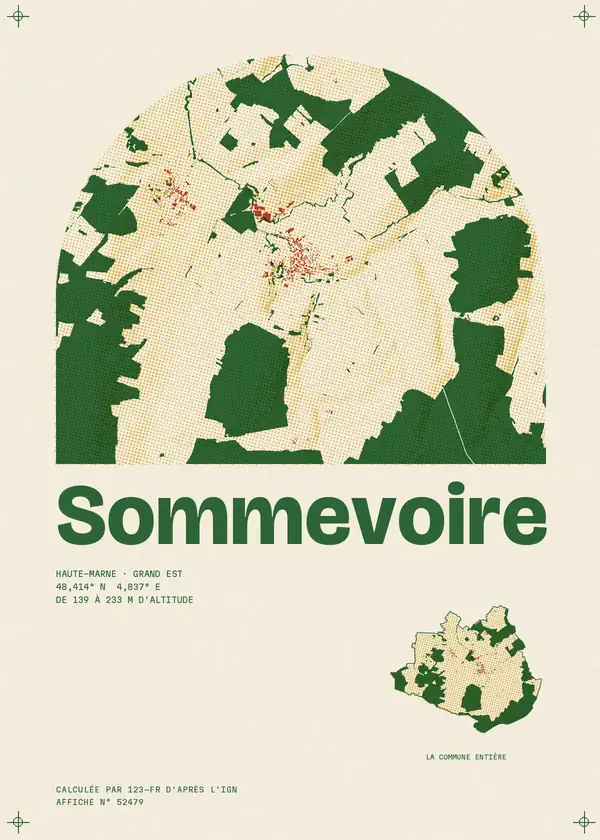 Affiche de Sommevoire, calculée par 123-fr d'après l'IGN