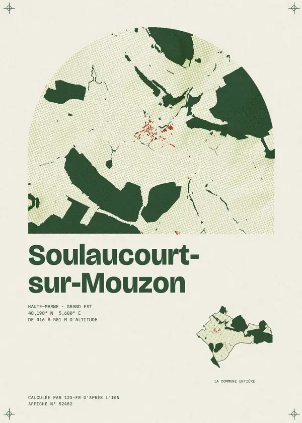 Affiche de Soulaucourt-sur-Mouzon, calculée d'après l'IGN