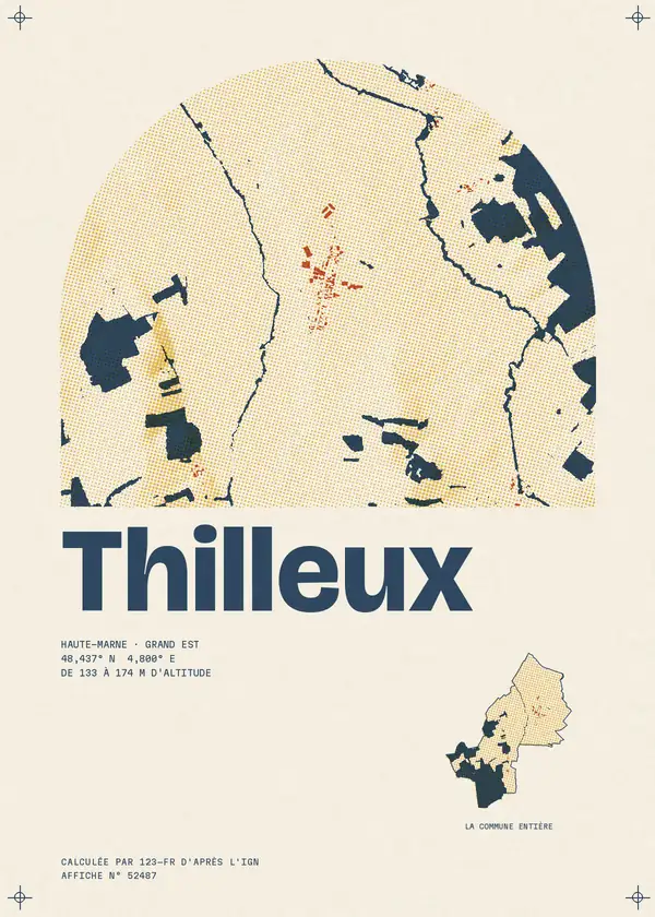 Affiche de Thilleux, calculée par 123-fr d'après l'IGN