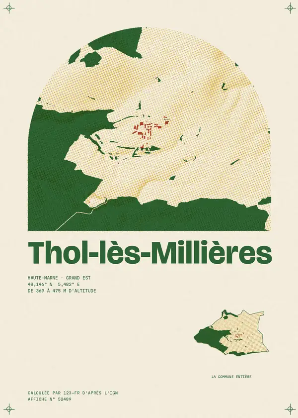 Affiche de Thol-lès-Millières, calculée par 123-fr d'après l'IGN