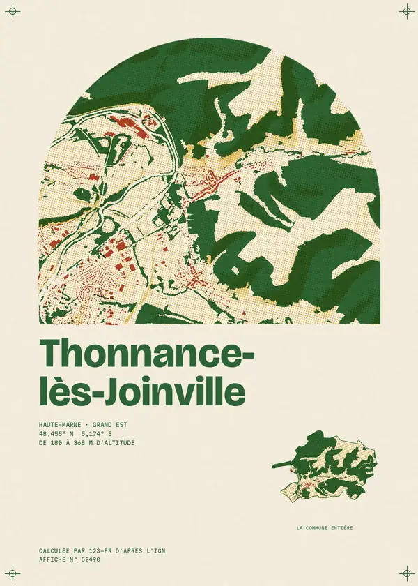 Affiche de Thonnance-lès-Joinville, calculée par 123-fr d'après l'IGN