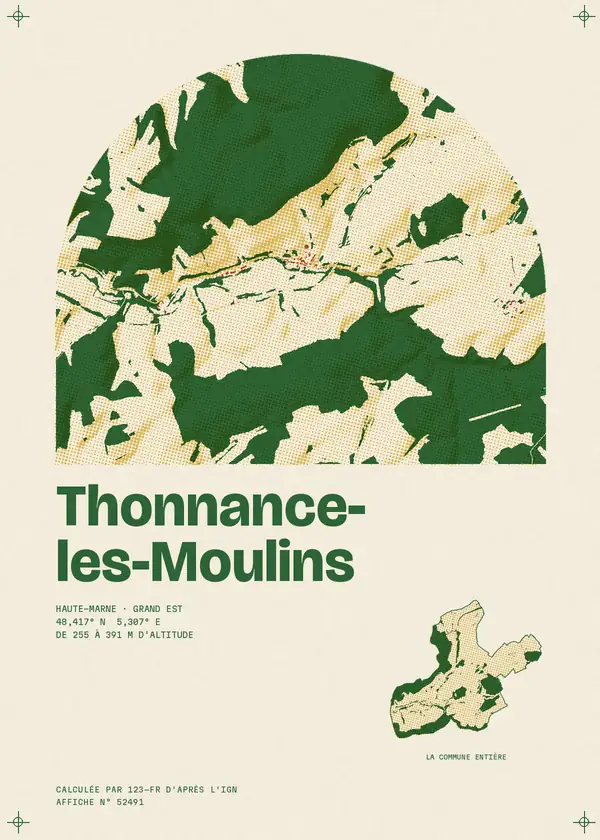 Affiche de Thonnance-les-Moulins, calculée par 123-fr d'après l'IGN
