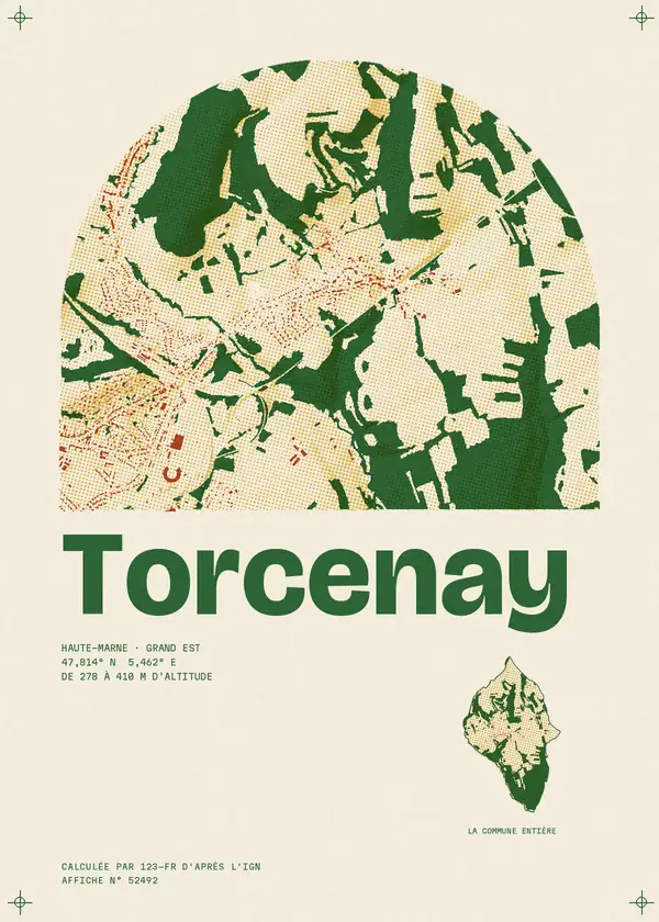 Affiche de Torcenay, calculée par 123-fr d'après l'IGN