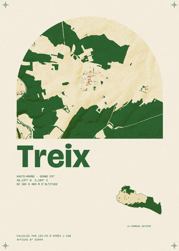 Affiche de Treix, calculée par 123-fr d'après l'IGN