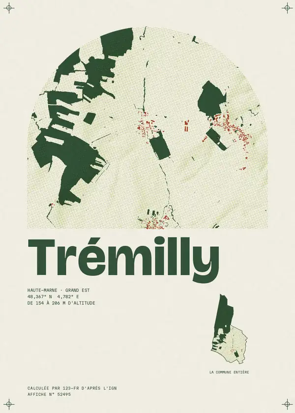 Affiche de Trémilly, calculée par 123-fr d'après l'IGN