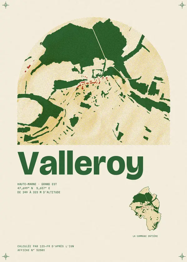 Affiche de Valleroy, calculée par 123-fr d'après l'IGN