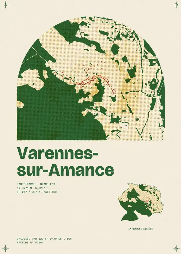 Affiche de Varennes-sur-Amance, calculée par 123-fr d'après l'IGN