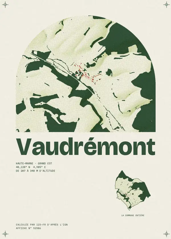 Affiche de Vaudrémont, calculée par 123-fr d'après l'IGN