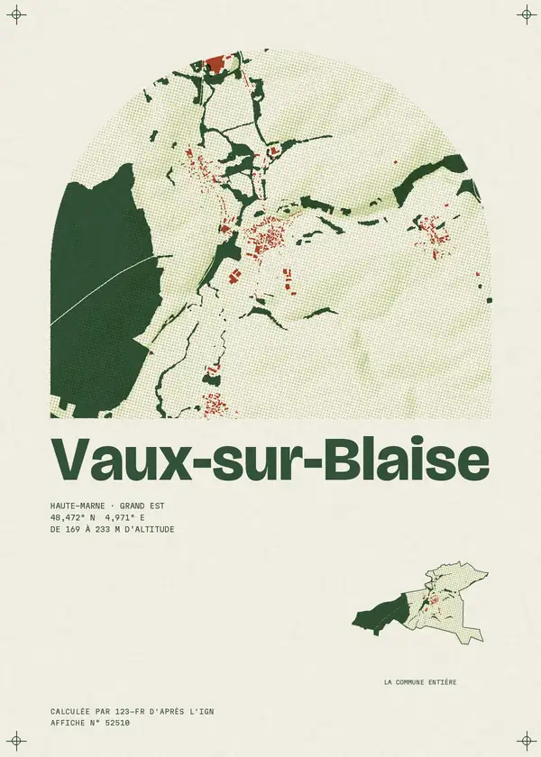 Affiche de Vaux-sur-Blaise, calculée par 123-fr d'après l'IGN