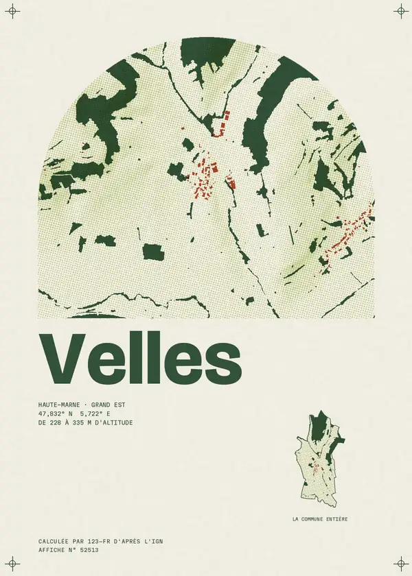 Affiche de Velles, calculée par 123-fr d'après l'IGN
