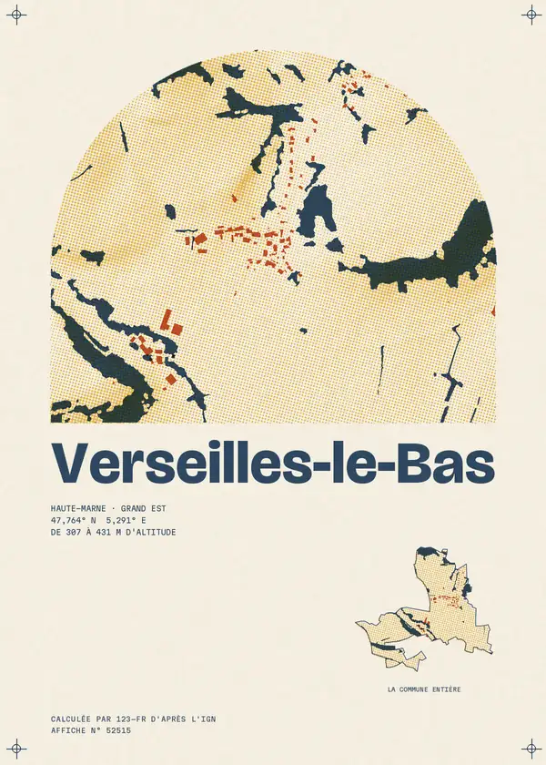 Affiche de Verseilles-le-Bas, calculée par 123-fr d'après l'IGN