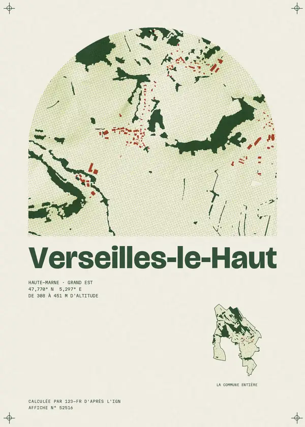 Affiche de Verseilles-le-Haut, calculée par 123-fr d'après l'IGN