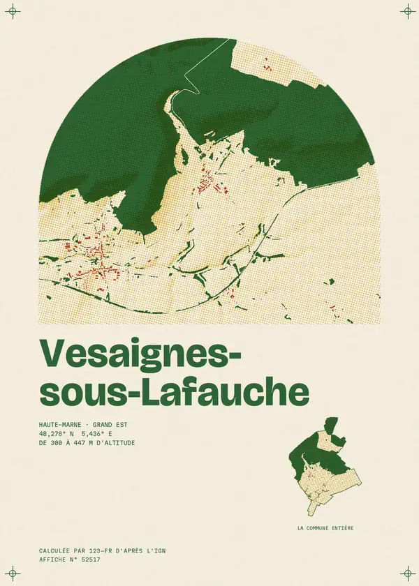 Affiche de Vesaignes-sous-Lafauche, calculée par 123-fr d'après l'IGN
