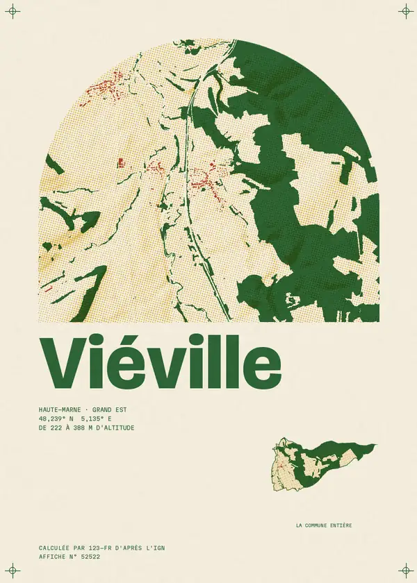 Affiche de Viéville, calculée par 123-fr d'après l'IGN