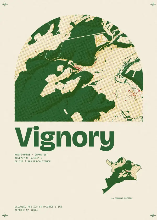Affiche de Vignory, calculée par 123-fr d'après l'IGN