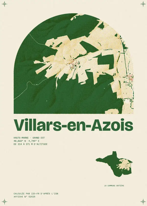 Affiche de Villars-en-Azois, calculée par 123-fr d'après l'IGN