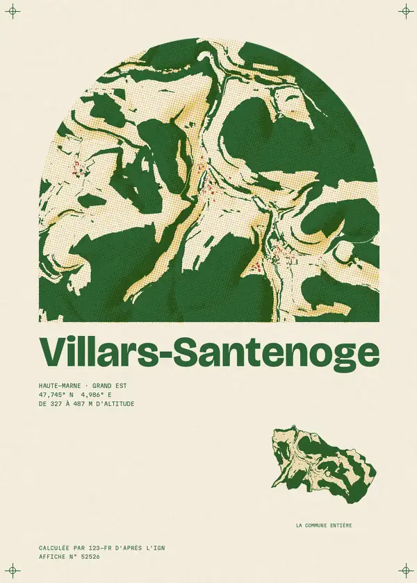 Affiche de Villars-Santenoge, calculée par 123-fr d'après l'IGN
