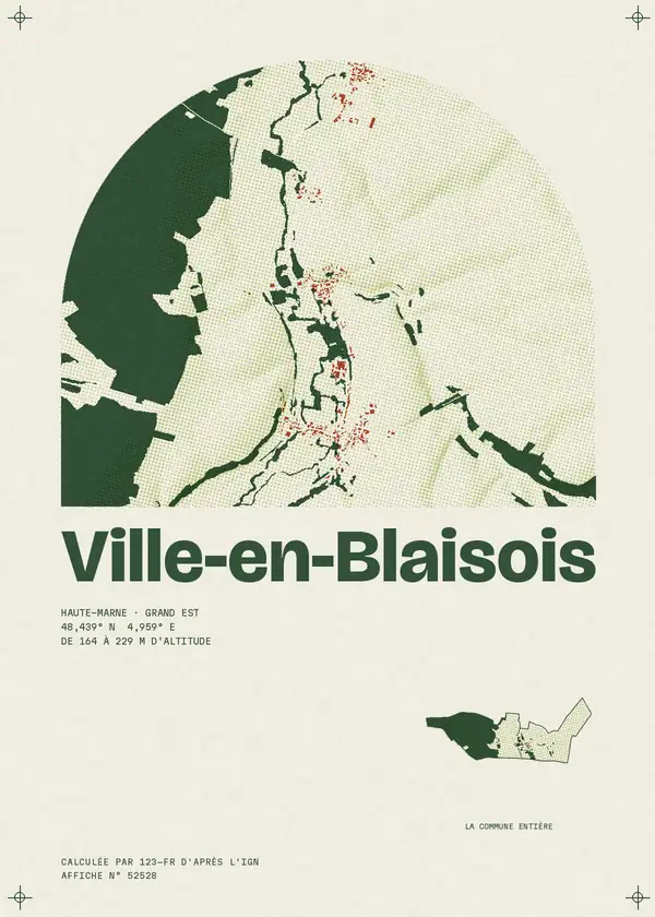 Affiche de Ville-en-Blaisois, calculée par 123-fr d'après l'IGN
