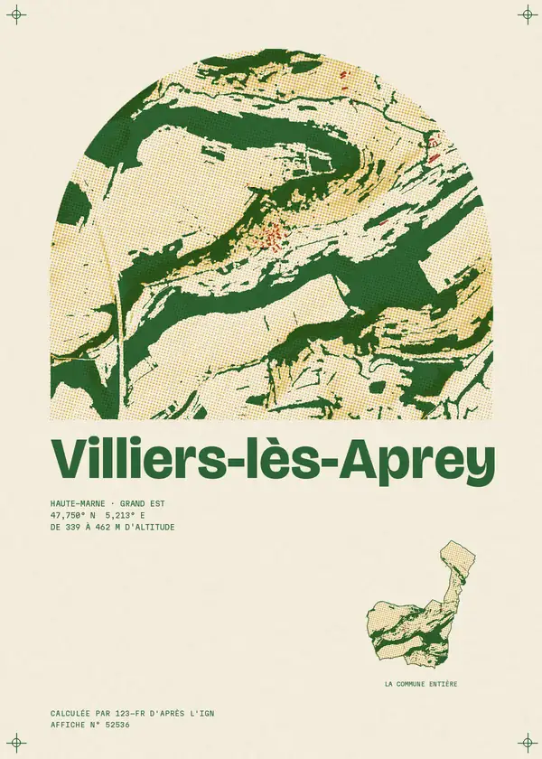 Affiche de Villiers-lès-Aprey, calculée par 123-fr d'après l'IGN