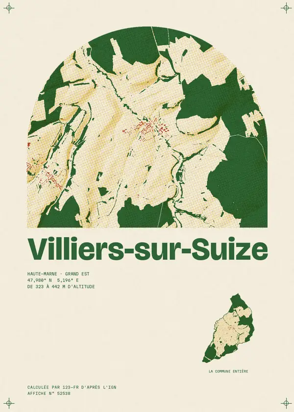 Affiche de Villiers-sur-Suize, calculée par 123-fr d'après l'IGN