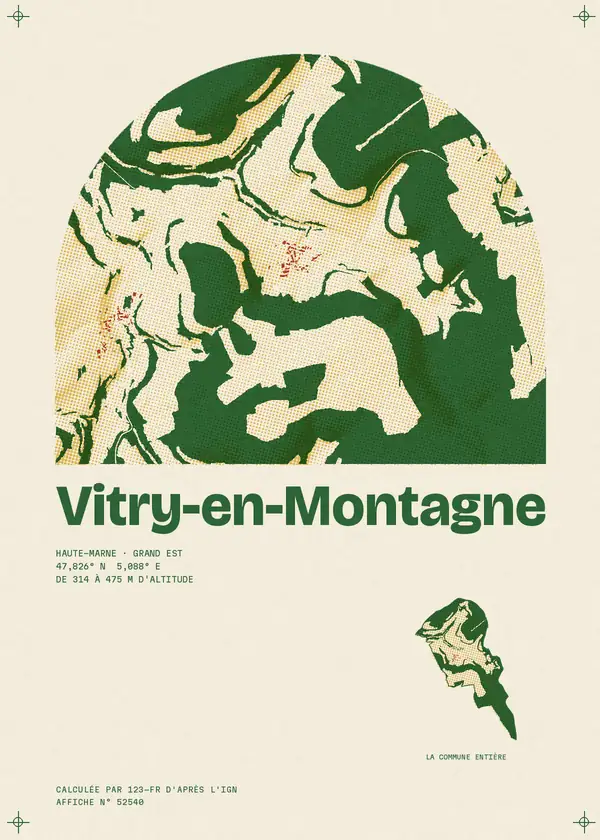 Affiche de Vitry-en-Montagne, calculée par 123-fr d'après l'IGN