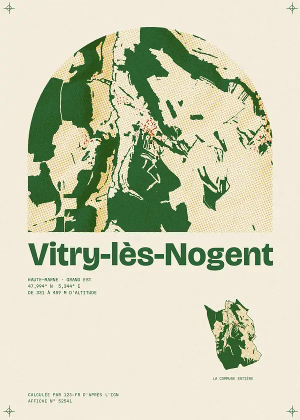 Affiche de Vitry-lès-Nogent, calculée par 123-fr d'après l'IGN