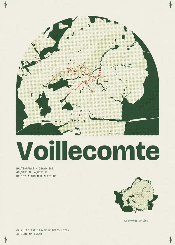 Affiche de Voillecomte, calculée par 123-fr d'après l'IGN