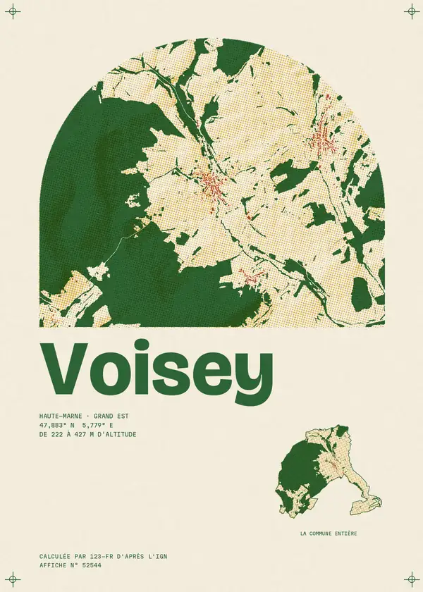 Affiche de Voisey, calculée par 123-fr d'après l'IGN