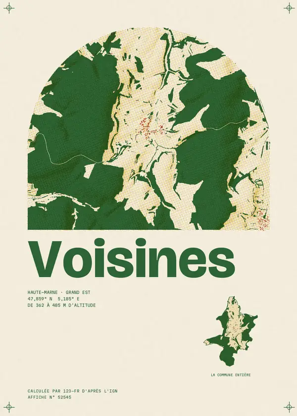 Affiche de Voisines, calculée par 123-fr d'après l'IGN