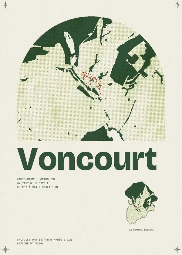 Affiche de Voncourt, calculée par 123-fr d'après l'IGN