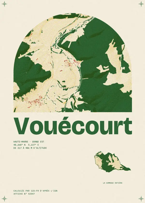 Affiche de Vouécourt, calculée par 123-fr d'après l'IGN
