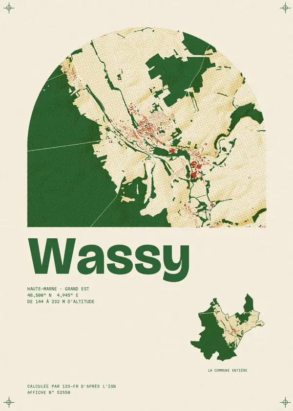 Affiche de Wassy, calculée par 123-fr d'après l'IGN