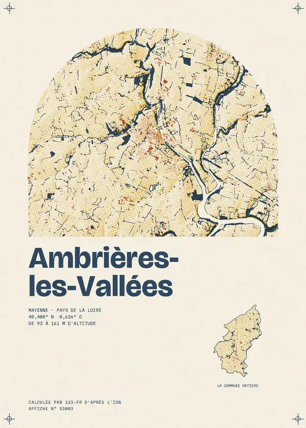Affiche de Ambrières-les-Vallées, calculée par 123-fr d'après l'IGN