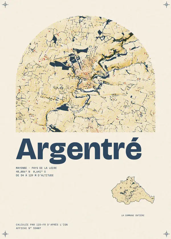 Affiche de Argentré, calculée par 123-fr d'après l'IGN