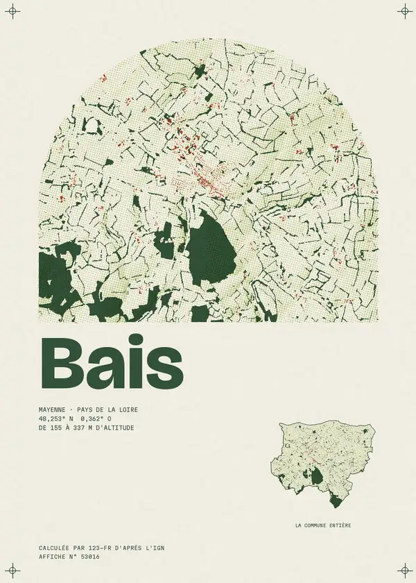 Affiche de Bais, calculée par 123-fr d'après l'IGN