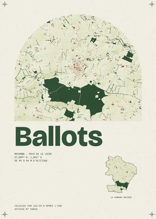 Affiche de Ballots, calculée par 123-fr d'après l'IGN