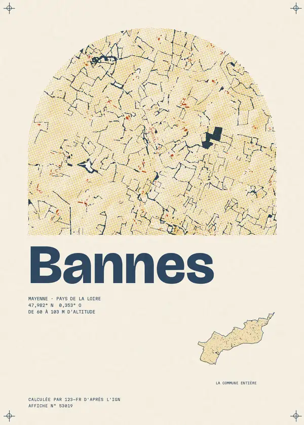 Affiche de Bannes, calculée par 123-fr d'après l'IGN