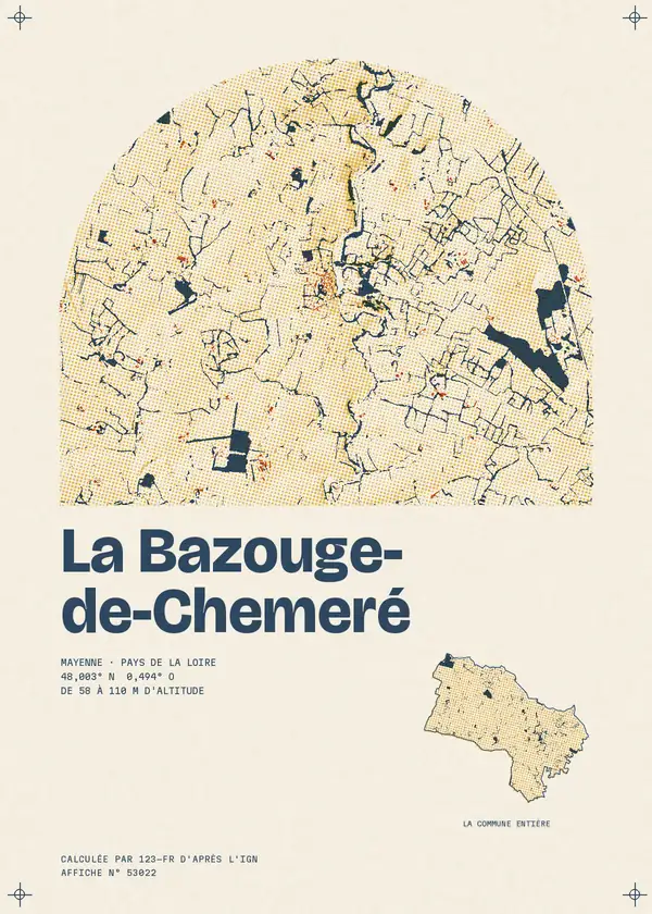 Affiche de La Bazouge-de-Chemeré, calculée par 123-fr d'après l'IGN