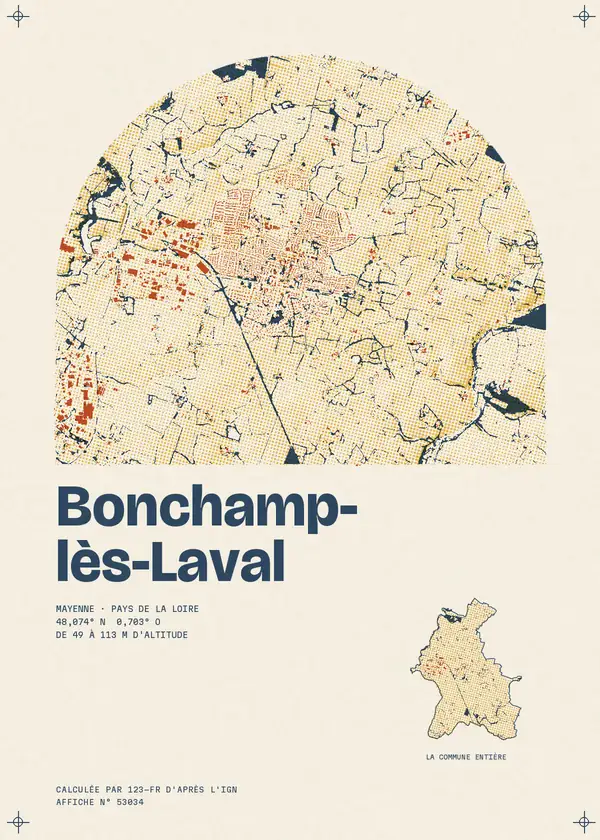 Affiche de Bonchamp-lès-Laval, calculée par 123-fr d'après l'IGN