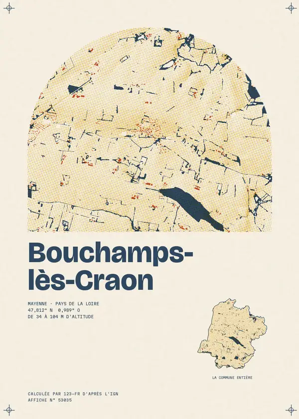 Affiche de Bouchamps-lès-Craon, calculée par 123-fr d'après l'IGN