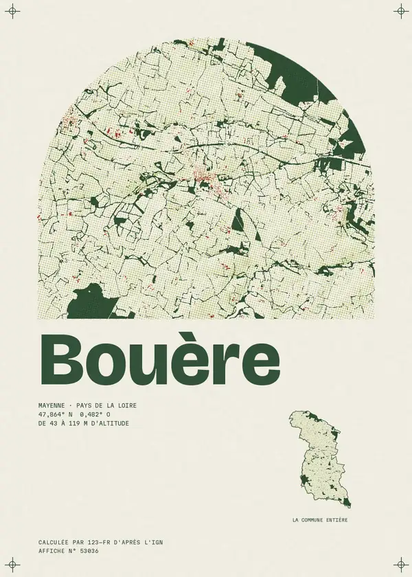 Affiche de Bouère, calculée par 123-fr d'après l'IGN