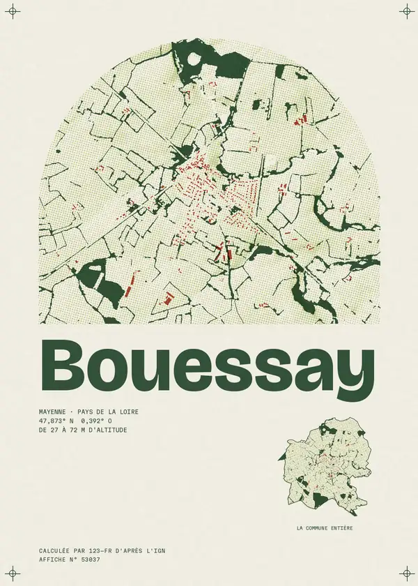Affiche de Bouessay, calculée par 123-fr d'après l'IGN