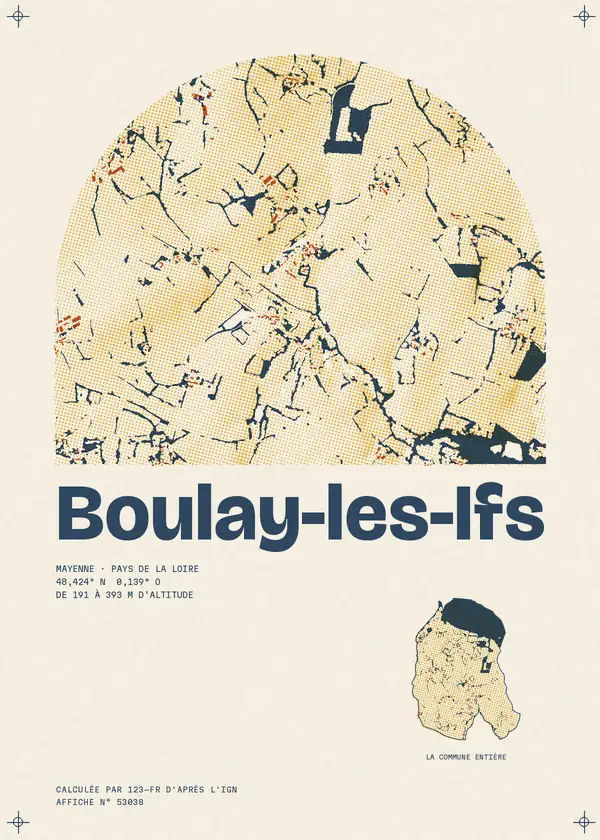 Affiche de Boulay-les-Ifs, calculée par 123-fr d'après l'IGN