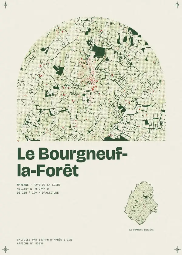 Affiche de Le Bourgneuf-la-Forêt, calculée par 123-fr d'après l'IGN