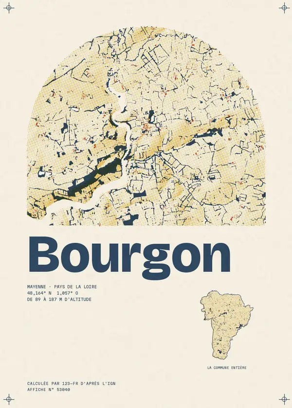 Affiche de Bourgon, calculée par 123-fr d'après l'IGN