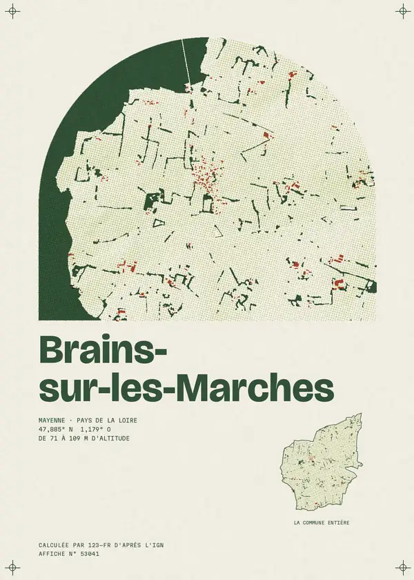 Affiche de Brains-sur-les-Marches, calculée par 123-fr d'après l'IGN
