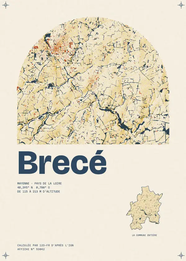 Affiche de Brecé, calculée par 123-fr d'après l'IGN