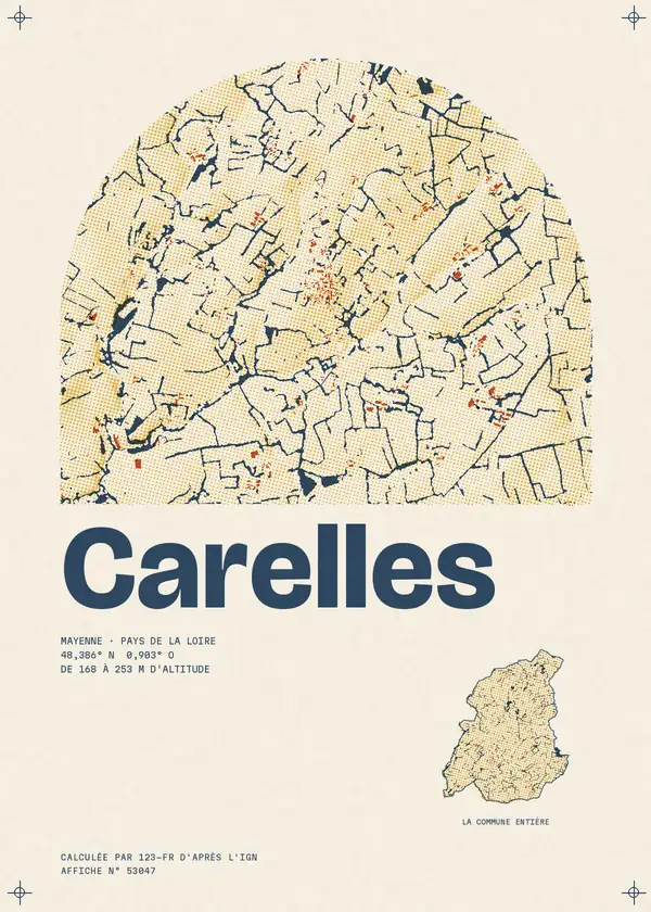 Affiche de Carelles, calculée par 123-fr d'après l'IGN